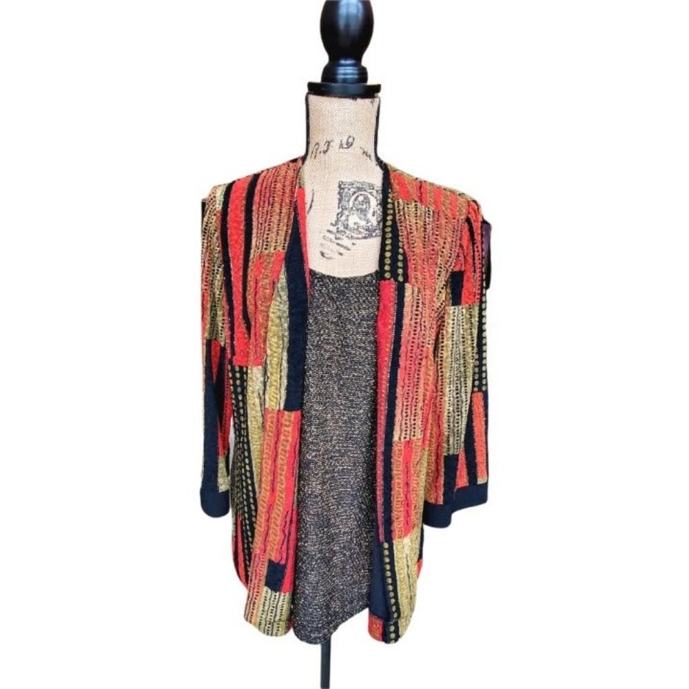 R&M Richards Sweater, Lightweight, Multi-color Layered Look, Size 10